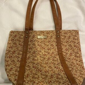Longaberger Small Brown Tote Bag with Leather Trim